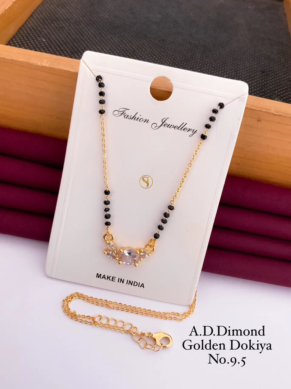 6 AD Golden Diamond Dokiya Mangalsutra Wholesale Shop In Surat
